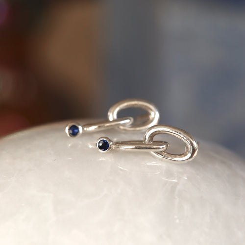The Sapphire Link Studs | Silver