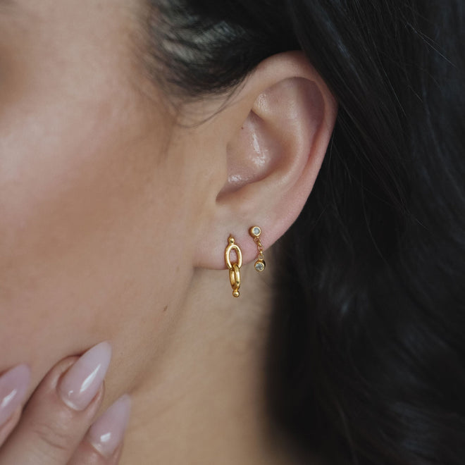The Labradorite Duo Studs | Gold