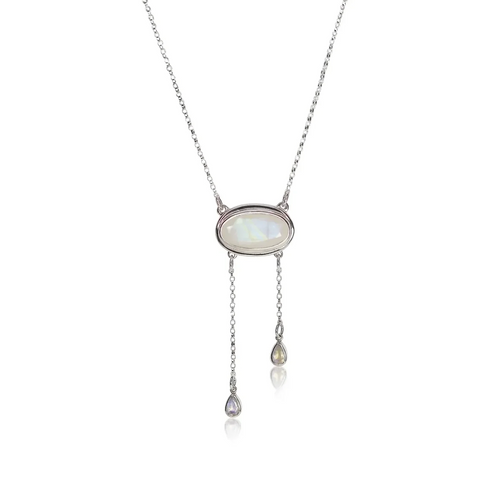 The Moonstone Bolo Necklace | Silver