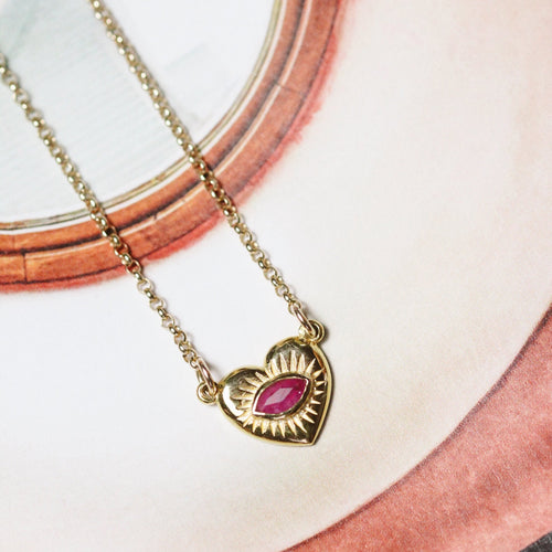 The Ruby Heart Necklace | Gold
