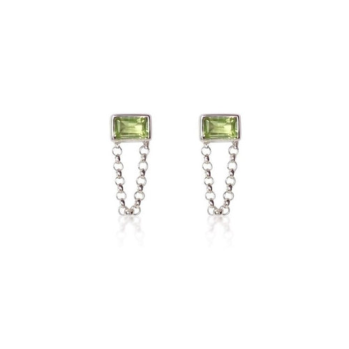 The Peridot Chain Studs | Silver